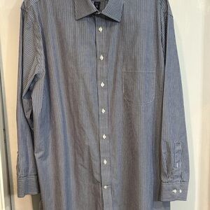 Stafford Blue and White Striped Dress Shirt